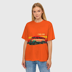 Футболка оверсайз женская Ретро автобус ГАЗ-55 поп-арт, цвет: 3D-принт — фото 2