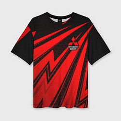 Женская футболка оверсайз Митсубиси - красные молнии