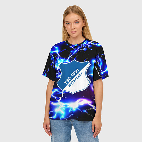 Женская футболка оверсайз Хоффенхайм молнии / 3D-принт – фото 3