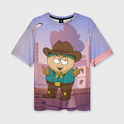Футболка оверсайз женская Эрик Картман гот одет как ковбой, цвет: 3D-принт