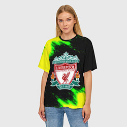 Футболка оверсайз женская Ливерпуль кислотные краски, цвет: 3D-принт — фото 2