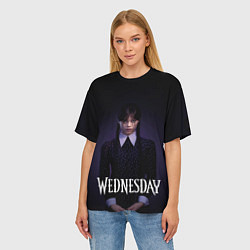 Футболка оверсайз женская Уэнсдэй в черных слезах Wednesday, цвет: 3D-принт — фото 2