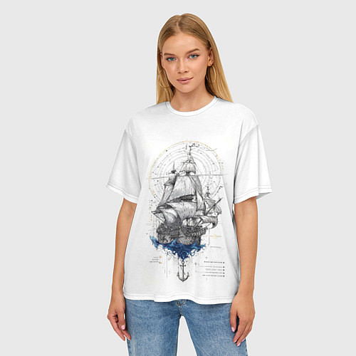 Женская футболка оверсайз Корабль - иллюстрация / 3D-принт – фото 3