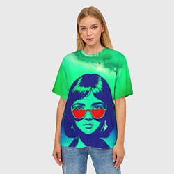 Футболка оверсайз женская Девушка под звездным небом поп-арт, цвет: 3D-принт — фото 2
