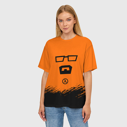 Женская футболка оверсайз Халф лайф - фримен / 3D-принт – фото 3
