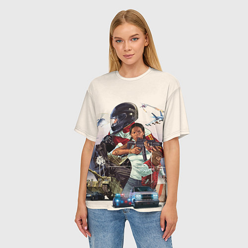 Женская футболка оверсайз GTA Online / 3D-принт – фото 3