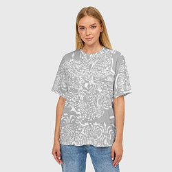 Футболка оверсайз женская Светло-серый лёгкая абстракция, цвет: 3D-принт — фото 2
