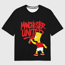 Футболка оверсайз женская Граффити Манчестер Юнайтед и Барт Симсон, цвет: 3D-принт
