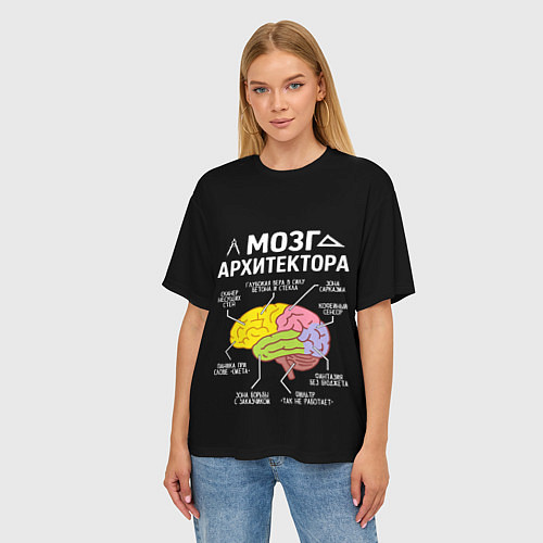 Женская футболка оверсайз Мозг архитектора цветной / 3D-принт – фото 3