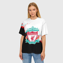 Футболка оверсайз женская Ливерпуль текстура глитч краски, цвет: 3D-принт — фото 2