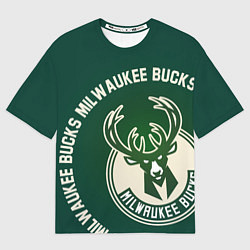Футболка оверсайз женская Milwaukee Bucks надпись, цвет: 3D-принт