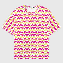 Футболка оверсайз женская Желтые и розовые треугольники, цвет: 3D-принт