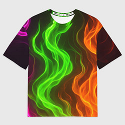 Футболка оверсайз женская Разноцветное пламя огня, цвет: 3D-принт