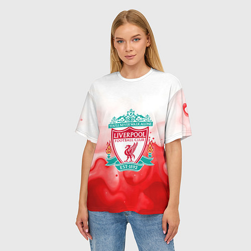 Женская футболка оверсайз Фк Ливерпуль 2025 / 3D-принт – фото 3
