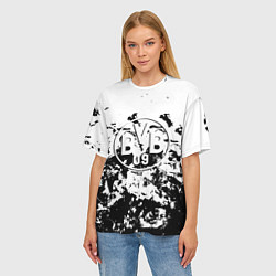 Футболка оверсайз женская Borussia черные краски, цвет: 3D-принт — фото 2