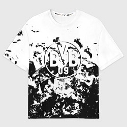 Футболка оверсайз женская Borussia черные краски, цвет: 3D-принт