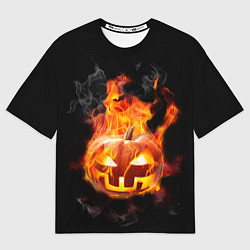 Футболка оверсайз женская Горящая тыква джек, цвет: 3D-принт