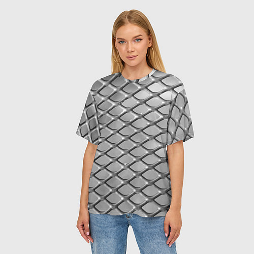 Женская футболка оверсайз Стальная сетка / 3D-принт – фото 3
