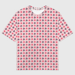 Футболка оверсайз женская Паттерн бубны и пики розовый, цвет: 3D-принт