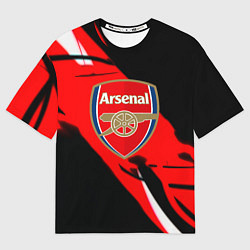 Женская футболка оверсайз Арсенал геометрия полосы краски