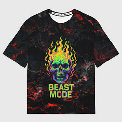 Футболка оверсайз женская Beast mode череп, цвет: 3D-принт