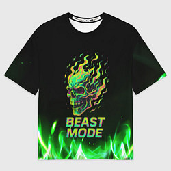 Футболка оверсайз женская Режим зверя огненный череп, цвет: 3D-принт