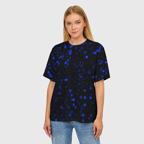 Женская футболка оверсайз Color blue khaki / 3D-принт – фото 3