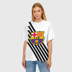 Футболка оверсайз женская Barcelona черно белые полосы, цвет: 3D-принт — фото 2