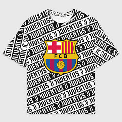 Футболка оверсайз женская Барселона х Ювентус паттерн, цвет: 3D-принт