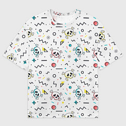 Футболка оверсайз женская Паттерн с черепами и геометрическими фигурами на Х, цвет: 3D-принт