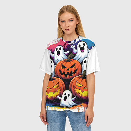 Женская футболка оверсайз Happy Halloween 25 / 3D-принт – фото 3