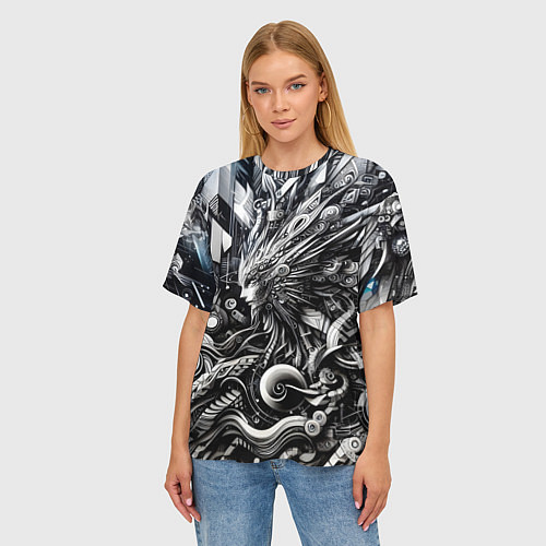 Женская футболка оверсайз Abstraction cyber pattern - ai art fantasy / 3D-принт – фото 3