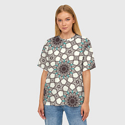 Футболка оверсайз женская Калейдоскоп из цветочных звезд, цвет: 3D-принт — фото 2