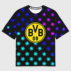 Футболка оверсайз женская Borussia неоновые снежинки, цвет: 3D-принт