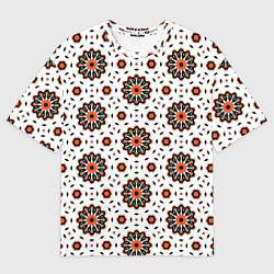 Футболка оверсайз женская Геометрические цветы на белом, цвет: 3D-принт