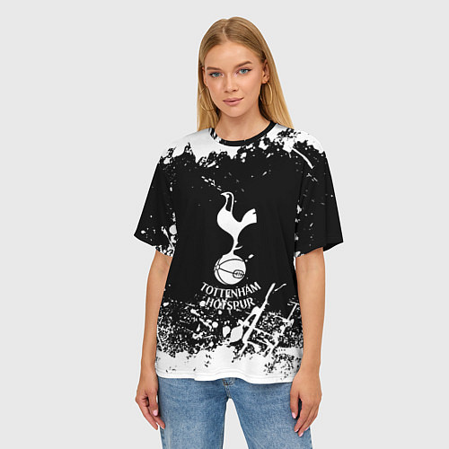 Женская футболка оверсайз Тоттенхэм Хотспур белые краски / 3D-принт – фото 3