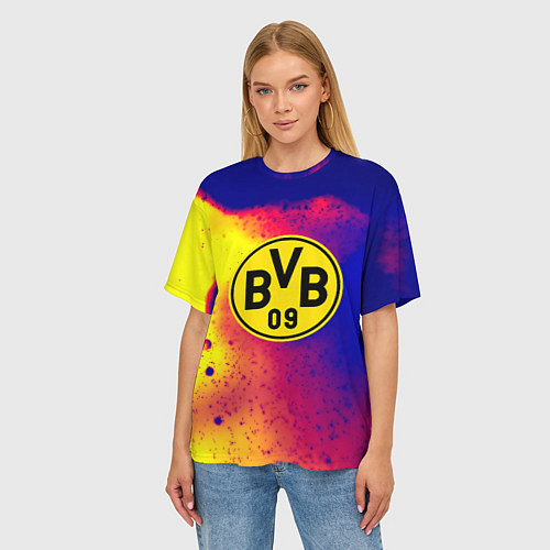 Женская футболка оверсайз Borussia космические краски / 3D-принт – фото 3