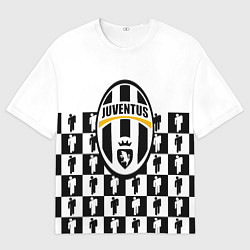 Футболка оверсайз женская Juventus болельщики паттерн, цвет: 3D-принт