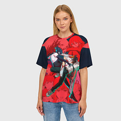 Футболка оверсайз женская Битва с Резе Человек бензопила, цвет: 3D-принт — фото 2