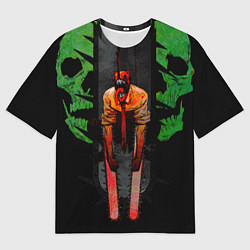 Футболка оверсайз женская Дэндзи с черепами Человек бензопила, цвет: 3D-принт