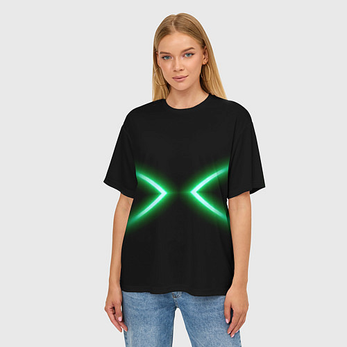 Женская футболка оверсайз Neon green lines / 3D-принт – фото 3
