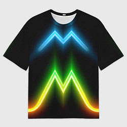 Футболка оверсайз женская Neon multicolored lines, цвет: 3D-принт