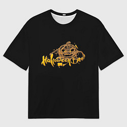 Женская футболка оверсайз Хэллоуин - Тыква в паутине