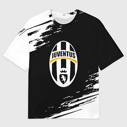 Футболка оверсайз женская Juventus краски штрихи текстура, цвет: 3D-принт