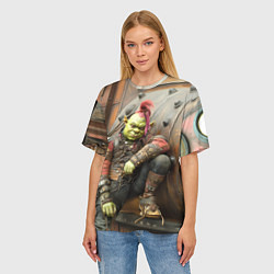 Футболка оверсайз женская Шрек в панковских шмотках, цвет: 3D-принт — фото 2
