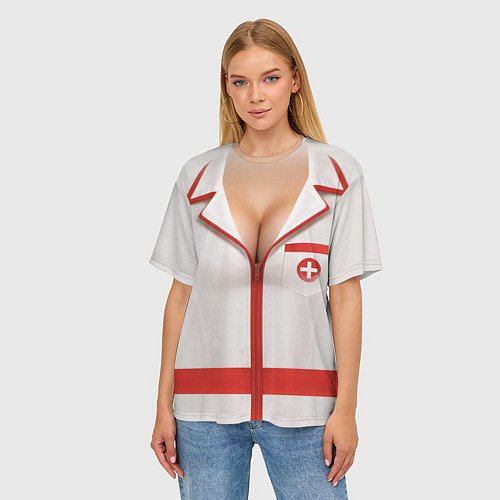 Женская футболка оверсайз The nurse / 3D-принт – фото 3