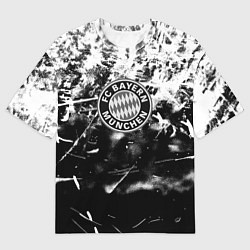 Футболка оверсайз женская Bayern Mnchen черно белая бумага, цвет: 3D-принт