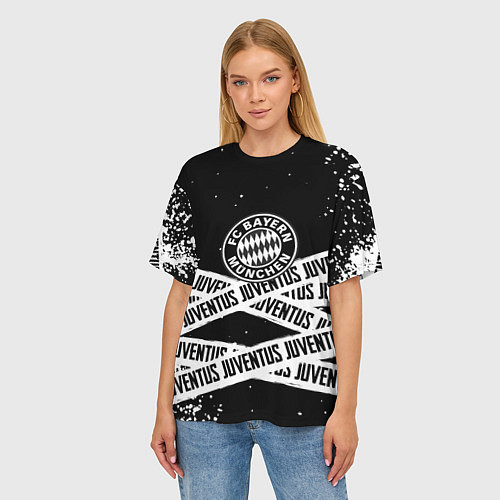 Женская футболка оверсайз Бавария Мюнхен x Ювентус / 3D-принт – фото 3