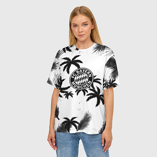 Женская футболка оверсайз Бавария Мюнхен тропики / 3D-принт – фото 3