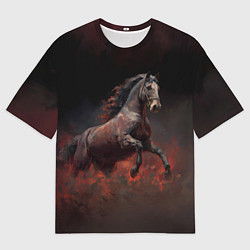 Футболка оверсайз женская Лошадь выпрыгивает из тумана, цвет: 3D-принт
